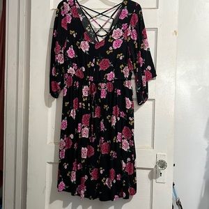 Floral Criss Cross Back Dresss